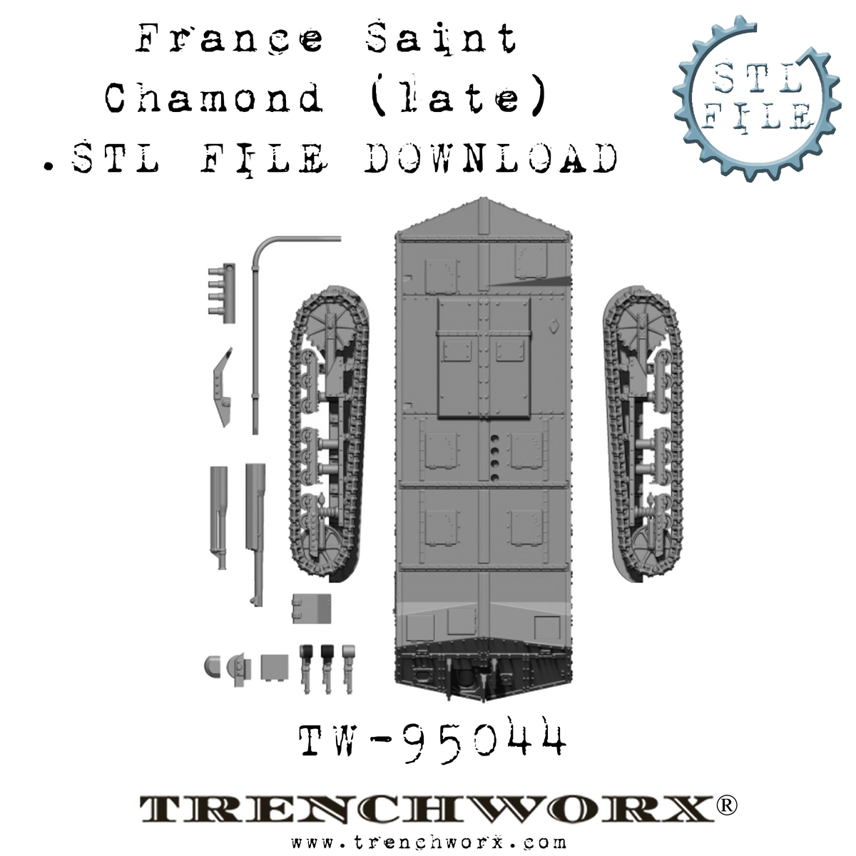 Fichier STL Saint-Chammond Modèle à l'échelle 1/35, 1/48, 1/72 🌆・Design  pour impression 3D à télécharger・Cults
