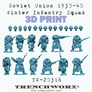 Soviet Union 1930-40 Winter Infantry Squad - 3D PRINT